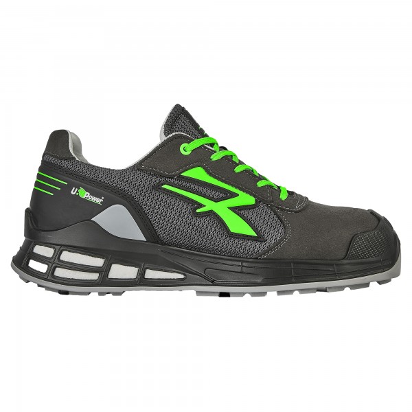 Calzatura di sicurezza Egon S1P - numero 46 - nylon/pelle scamosciata - nero/verde - U-Power