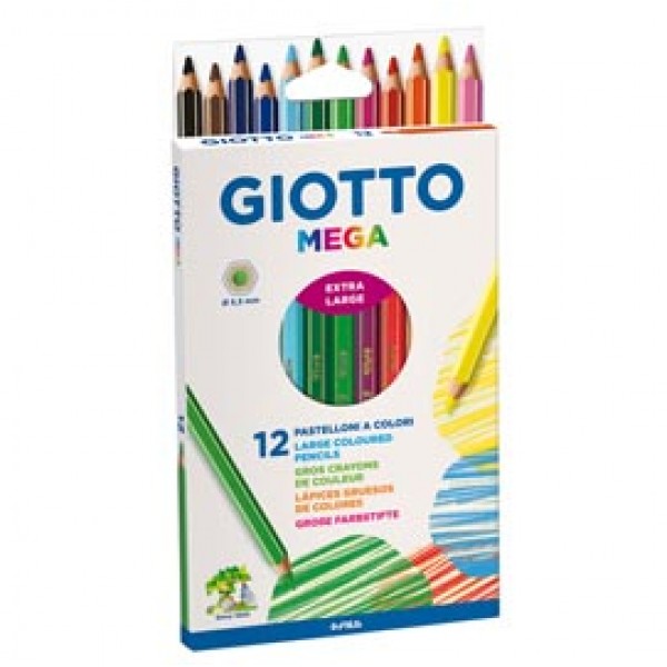 Pastelli colorati Mega - esagonale - mina 5,5 mm - Giotto - conf