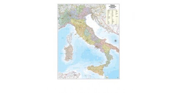 Carta geografica Italia amministrativa e stradale - murale - 97 x 122 cm -  Belletti