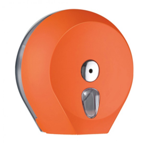 Dispenser Soft Touch di carta igienica in rotolo Mini Jumbo - 27x12,8x27,3 cm - plastica - arancio - Mar Plast