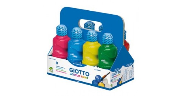 Tempera pronta acrilica - 250ml - colori assortiti - Giotto - schoolpack 8  flaconi