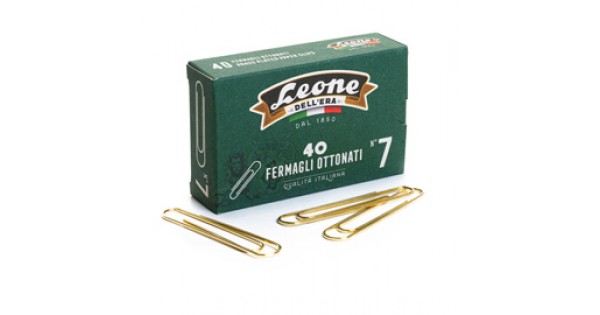 Fermagli ottonati supergiganti - lunghezza 75 mm - n. 7 - oro - Leone - conf.  40 pezzi