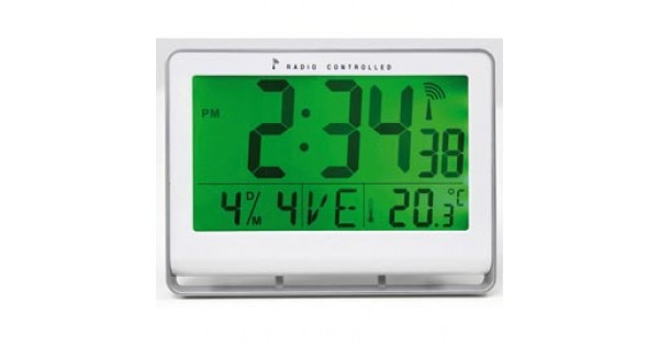Orologio digitale LCD - 20 x 15 x 3 cm - bianco - Alba