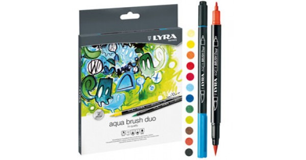 Pennarelli Aqua Brush Duo - punte 2,00 - 4,00 mm - Lyra - astuccio 12 pezzi