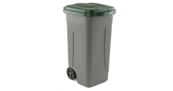 MOBILPLASTIC - 100/GRC-VES - Bidone mobile cento 100lt grigio c/coperchio  verde per raccolta differenziata - 8004331001035