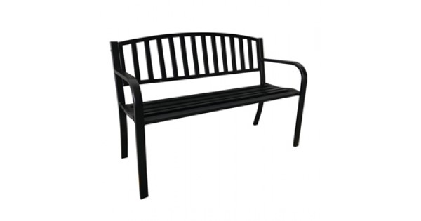 Panca da giardino Parco - 80 x 62 x 122 cm - acciaio/legno - nero - Garden  Friend su