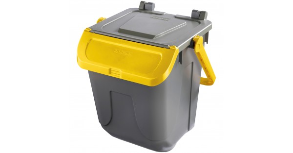 Contenitore portarifiuti Ecology - con sportello e maniglione - 25 L -  grigio/verde - Mobil Plastic su