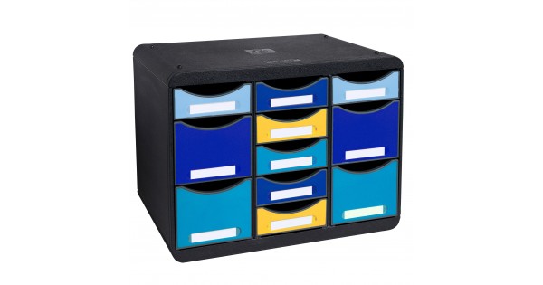 Cassettiera Store-Box Multi Bee Blue - 11 cassetti - nero/multicolore -  Exacompta